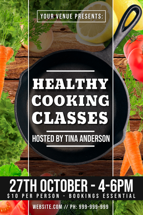 Healthy Cooking Classes Poster Template | PosterMyWall