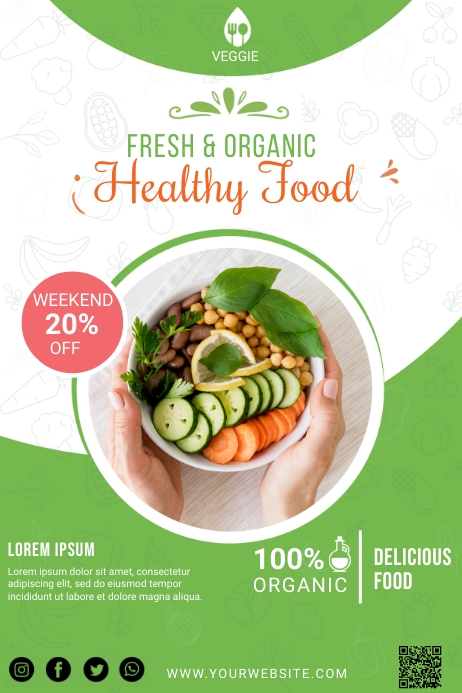 HEALTHY FOOD BANNER TEMPLATE แบนเนอร์ 4' × 6'