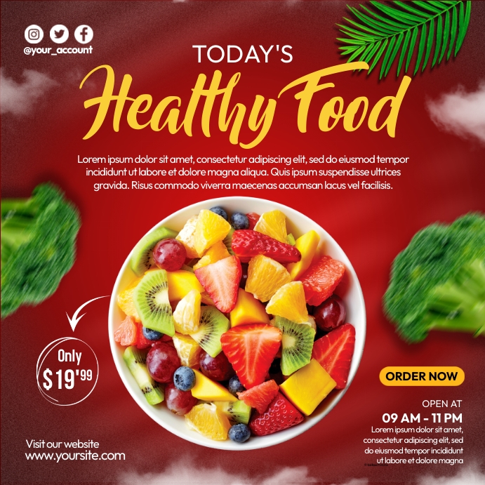 Healthy Food Menu Ads Template | PosterMyWall