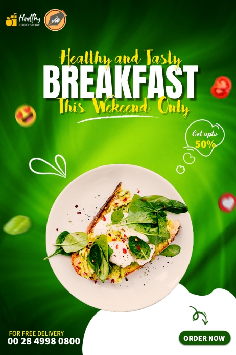 Healthy Food Menu Ads Poster Template | PosterMyWall