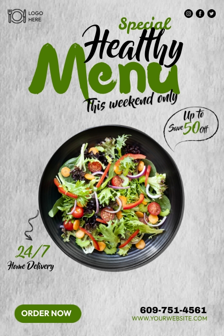 Healthy Food Menu Template | PosterMyWall