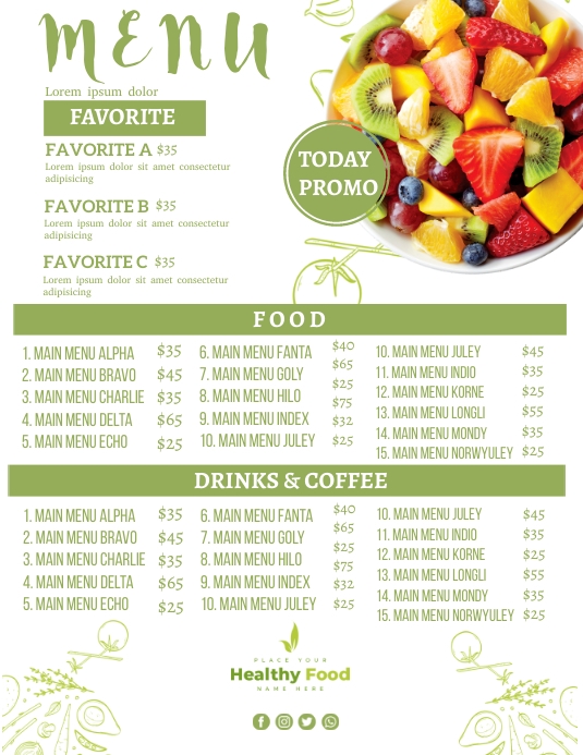 Plantilla de Healthy Food Menu | PosterMyWall