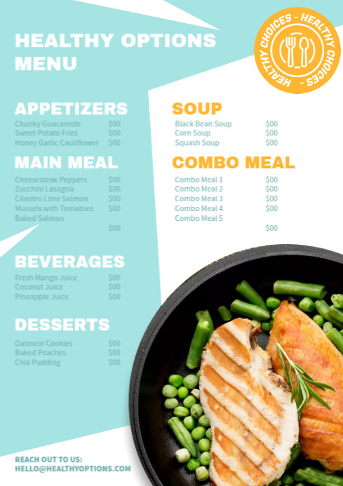 Healthy Food Menu Template | PosterMyWall