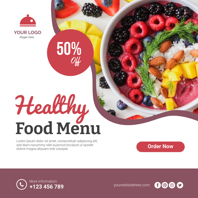 Healthy Food Menu Social Media Post Template | PosterMyWall