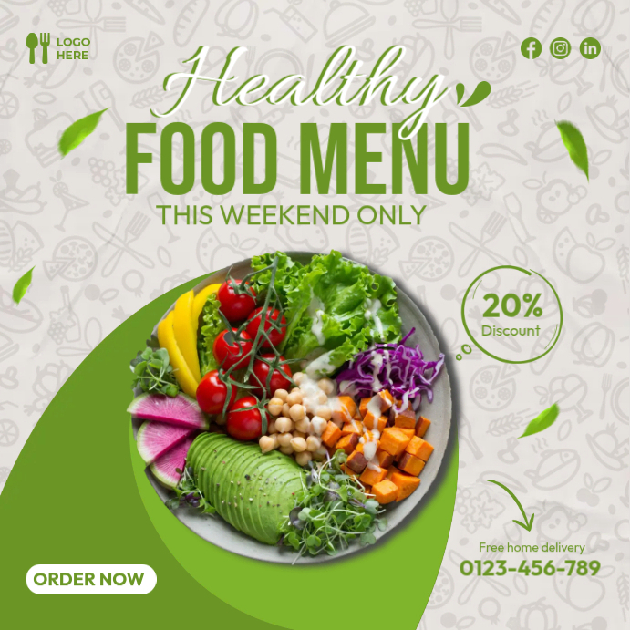Healthy Food Menu Template | PosterMyWall