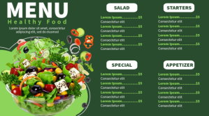 Healthy food menu template for vegetarians Ekran reklamowy (16:9)