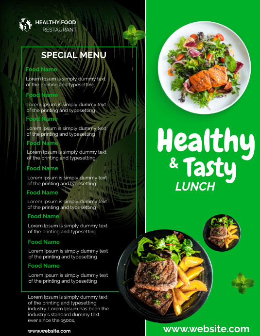 Health Food Restaurant Menus Minimalist Vegetarian Meals Flyer
