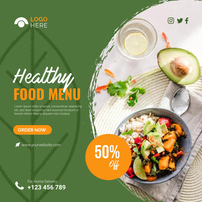 Food Rastaurant Post Healthy Food Restaurant Social Media Post Template | PosterMyWall