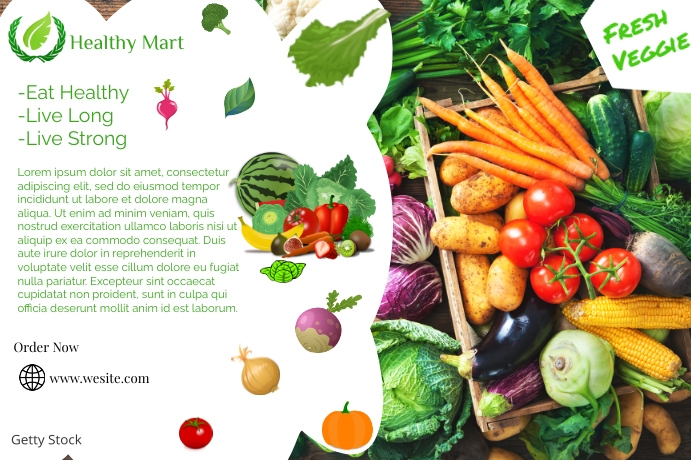 Shop Advertisement Notes healthy Fresh Vegetables Shop Advertisement Template | PosterMyWall