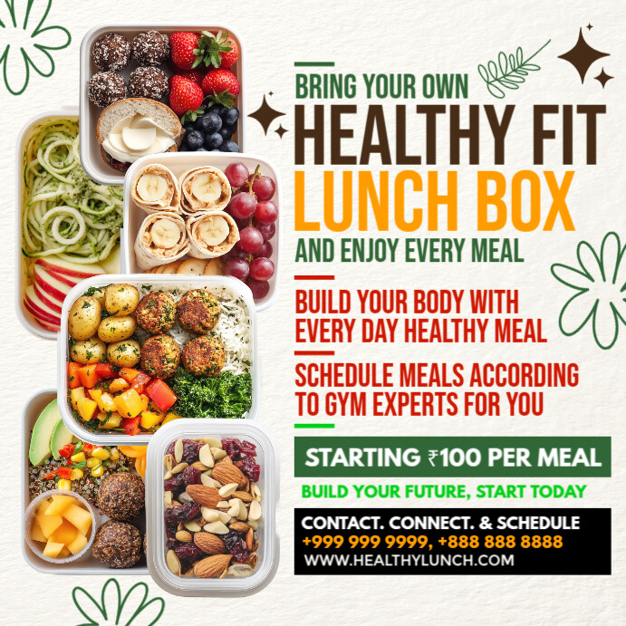 Lunch Boxes Sign Healthy Lunch Box Poster