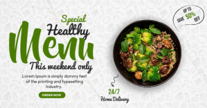 White Healthy Food Menu Facebook Event Cover Template