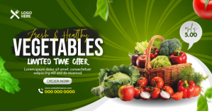 Healthy Vegetables Banner delt Facebook-billede template