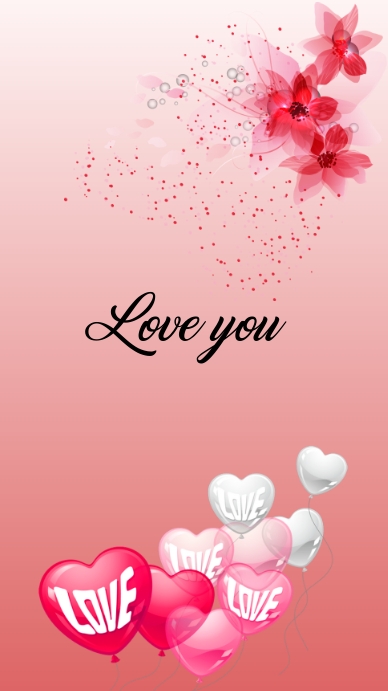 heart ballons love you greeting card Instagram Story template