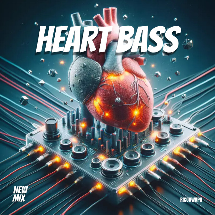 HEART BASS ALBUM ARTWORK COVER template