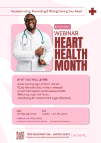 Heart Health Month Awareness Webinar Flyer A4 template