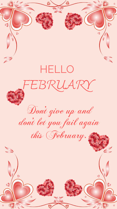 Copy of heart rose hello february instagram | PosterMyWall