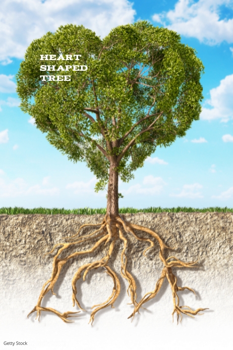 heart shaped tree and forest Poster template