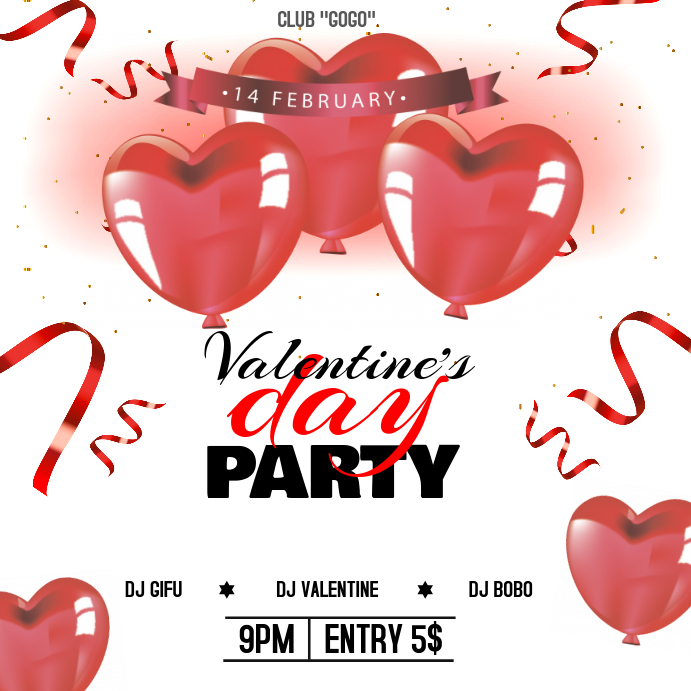 Heart Shaped Valentines Party Instagram Post Template | PosterMyWall