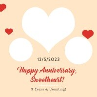 Heart Themed Romantic Anniversary Square Vide template