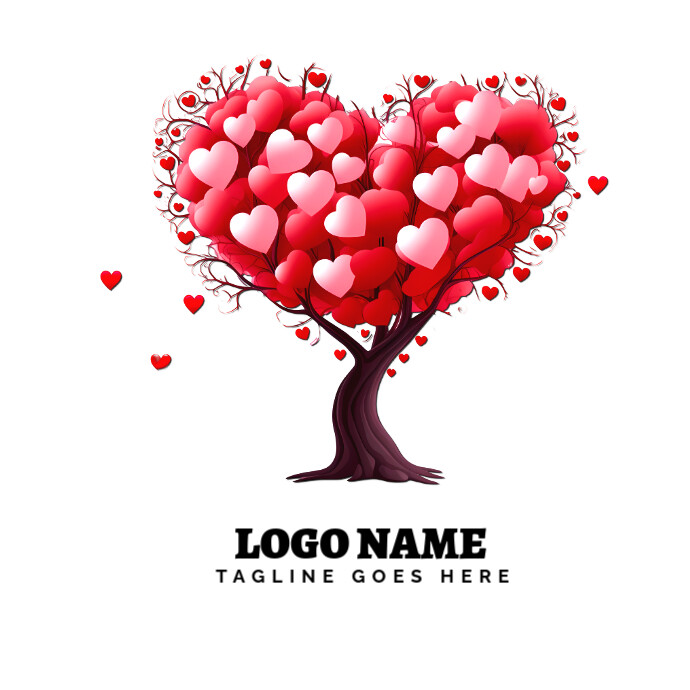 Heart Tree Valentine Logo Logótipo template