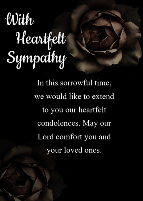 Heartfelt Sympathy card A6 template