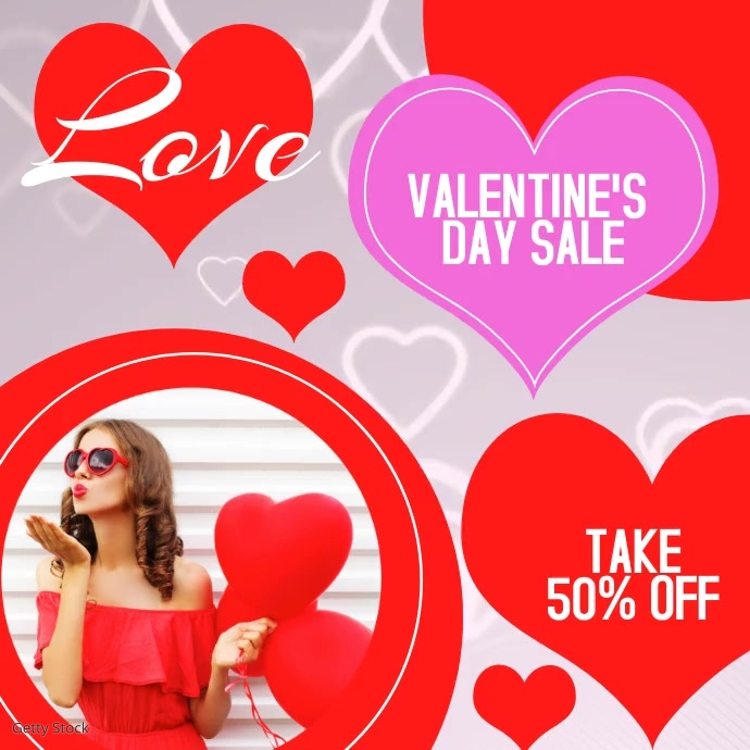 Hearts Valentine's Day Sale Ad Template PosterMyWall