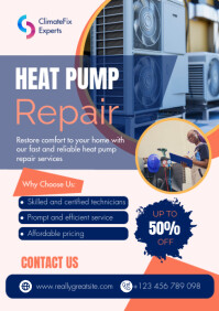 Heat Pump Repair Services Poster Template A4