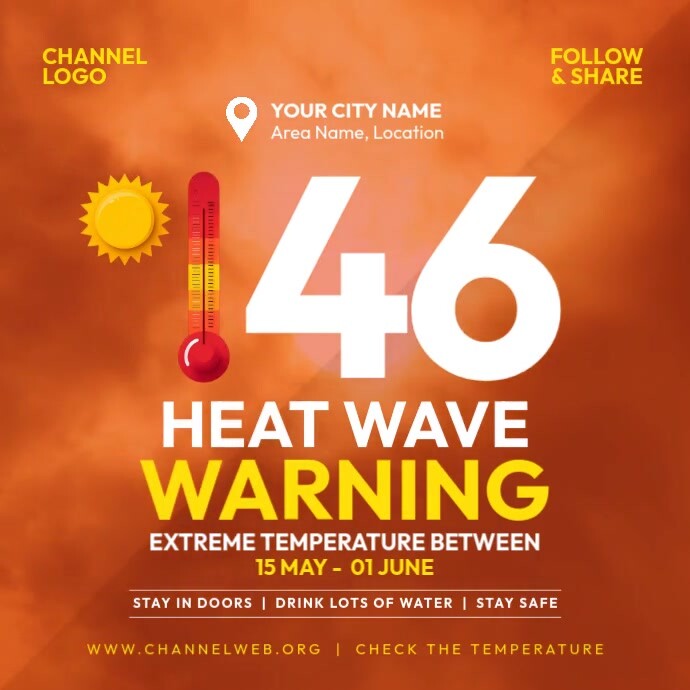 Heat Wave Warning Post Template | PosterMyWall