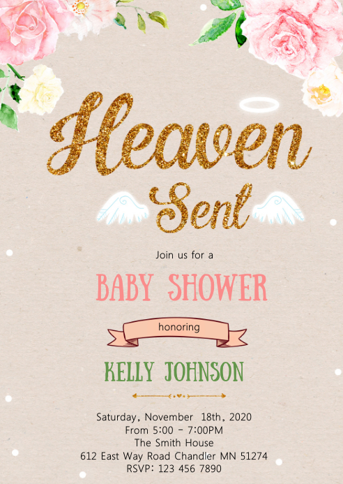 heaven sent baby shower invitation template  postermywall