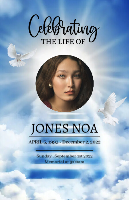 Heaven Sky Dove Funeral Program Template PosterMyWall