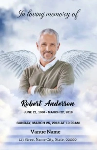 Heavenly Funeral Announcement instagram video Media Página Ancho template