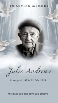 Heavenly Grey Background Funeral  Instagram Story template