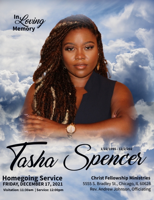 Heavenly Home Funeral Announcement Flyer Template PosterMyWall