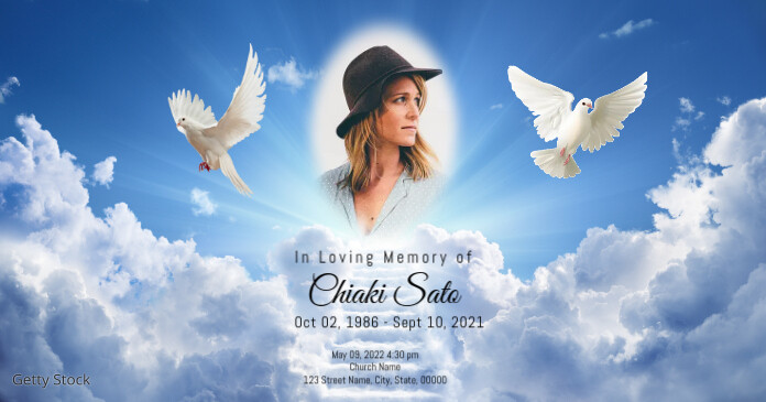 Heavenly Sky and Dove Funeral fb Post template