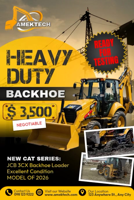 Plantilla de Heavy Duty Backhoe Sale | PosterMyWall