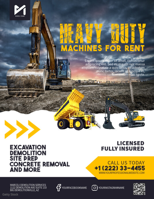 Plantilla de Heavy Duty Machines Services Flyer Template | PosterMyWall