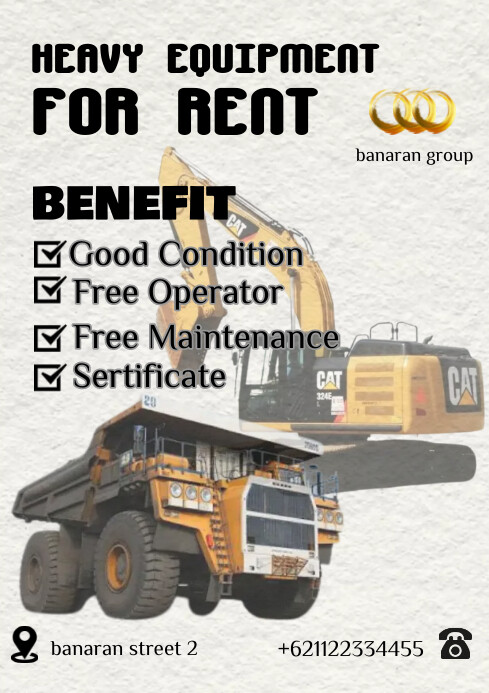 Power Tools Rent Poster Heavy Equioment For Rent Template | PosterMyWall