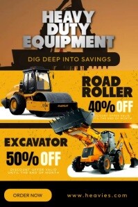 Black Heavy Duty Equipment Sale Poster Template