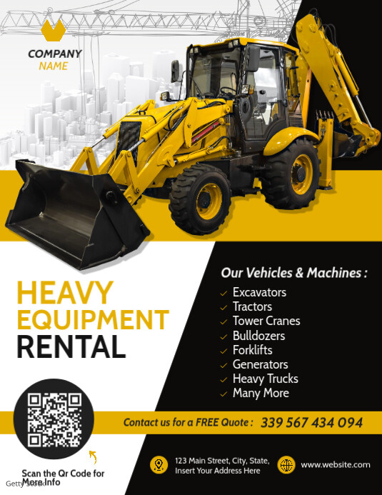 heavy equipment for rent flyer advertisement Template | PosterMyWall