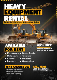 Negro Heavy Equipment Rental A2 Template