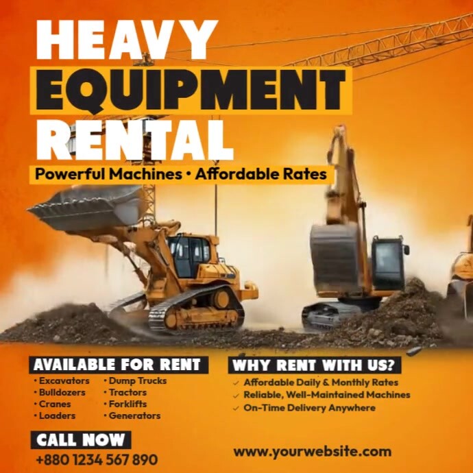 Lorry Rent Advertisements Heavy Equipment Rental Ad Template | PosterMyWall