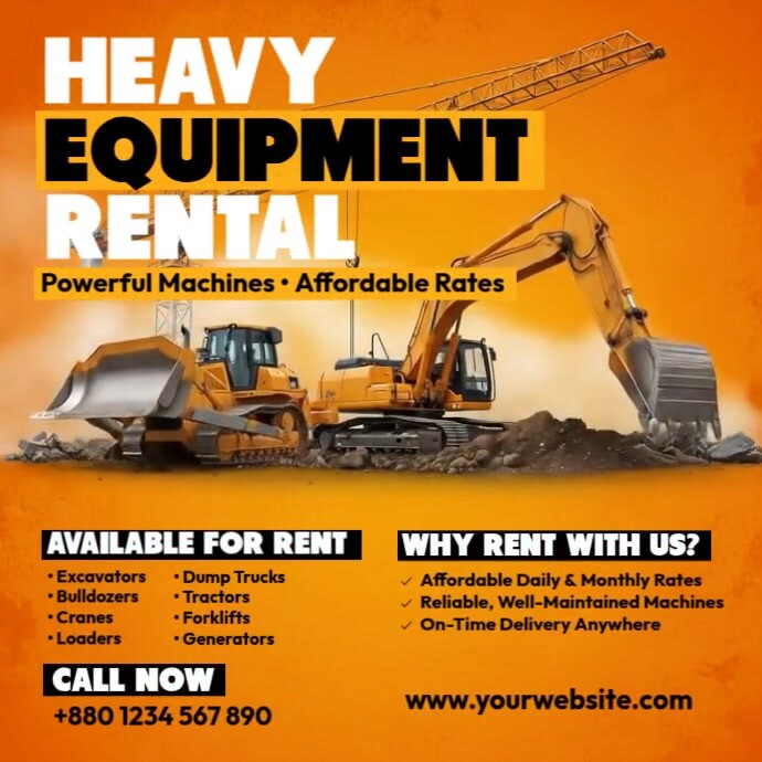 Heavy Equipment Rental Template | PosterMyWall