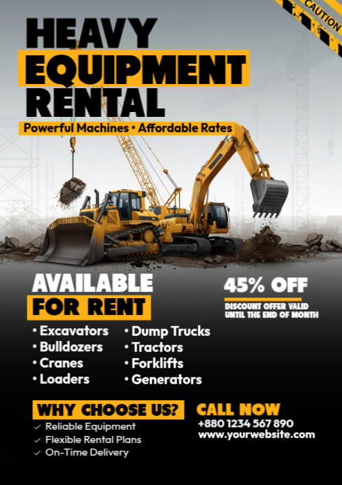 Heavy Equipment Rental Template | PosterMyWall