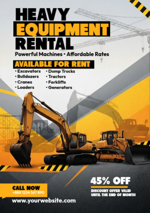 Heavy Equipment Rental Template | PosterMyWall