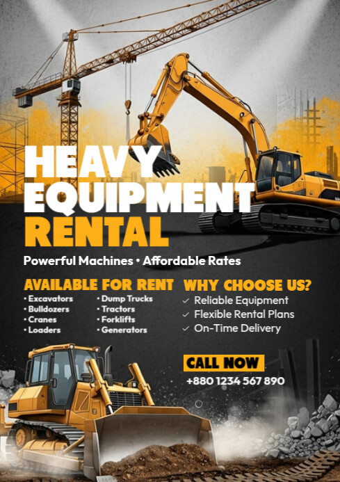 Heavy Equipment Rental Template | PosterMyWall