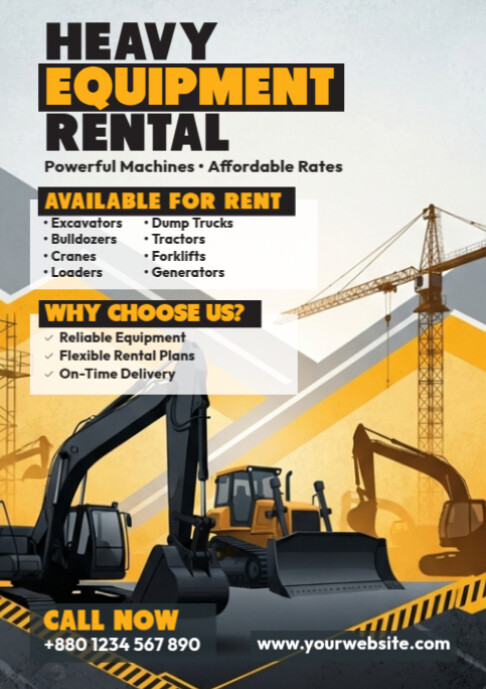 Heavy Equipment Rental Flyer-Vorlage | PosterMyWall