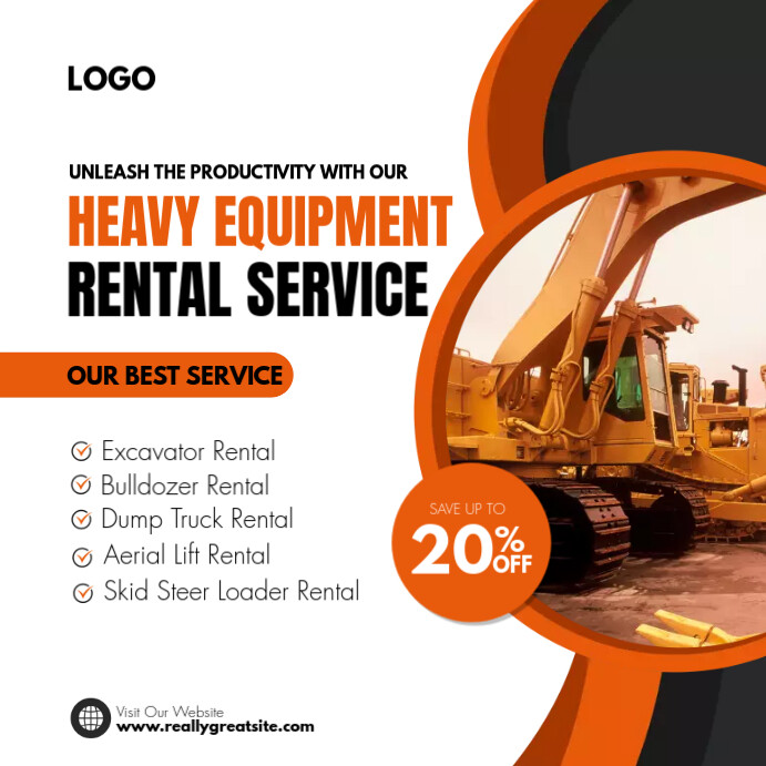 HEAVY EQUIPMENT RENTAL SERVICE Template | PosterMyWall