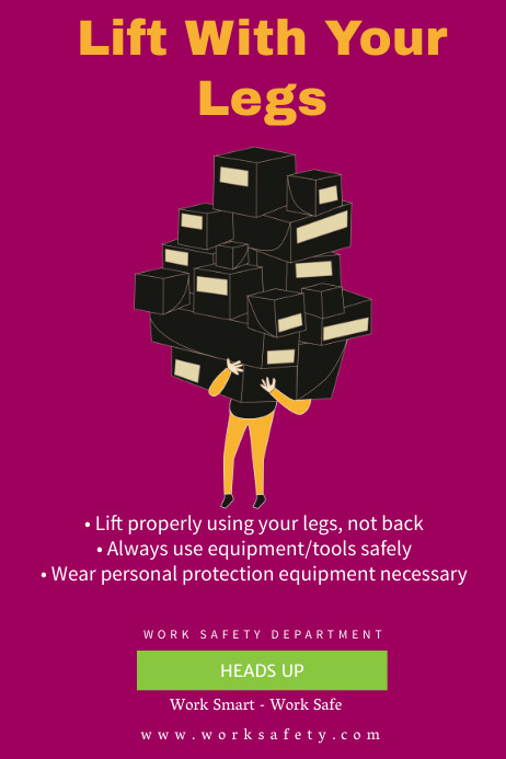 Heavy Lifting Work Safety Poster Template | PosterMyWall