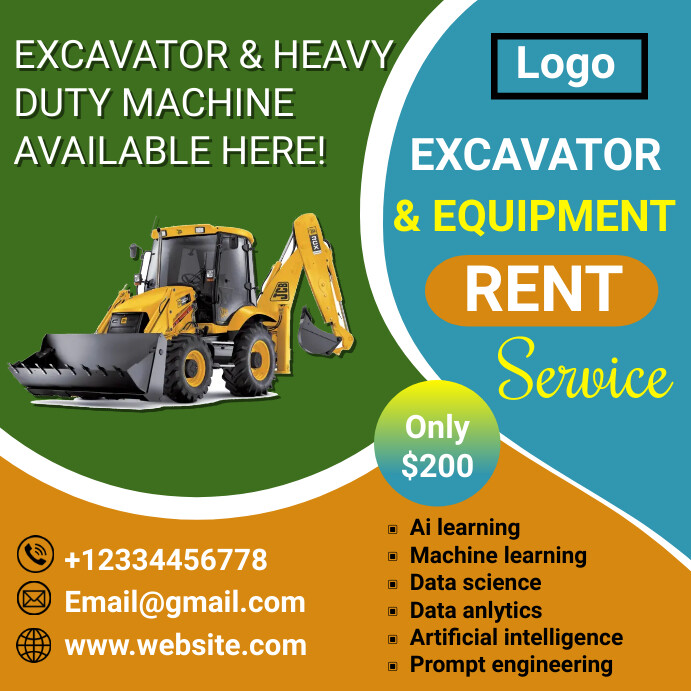 Heavy machine rental service Template | PosterMyWall