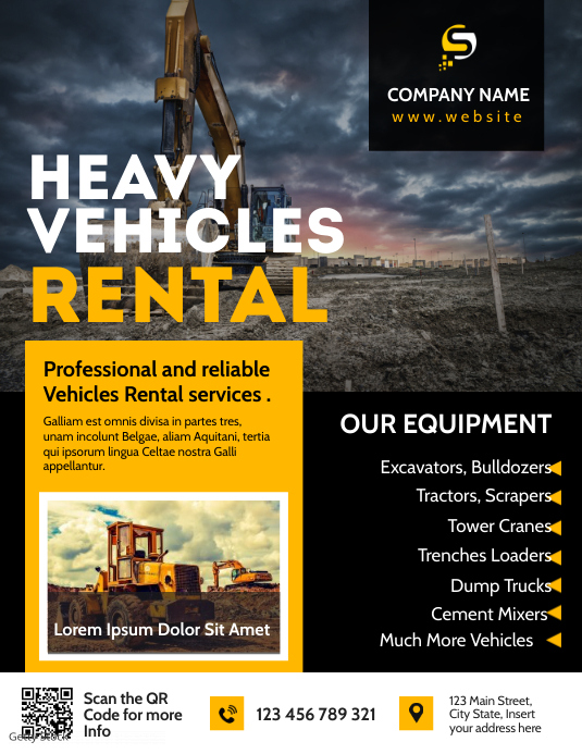 Copy of heavy vehicles rental flyer advertisement | PosterMyWall